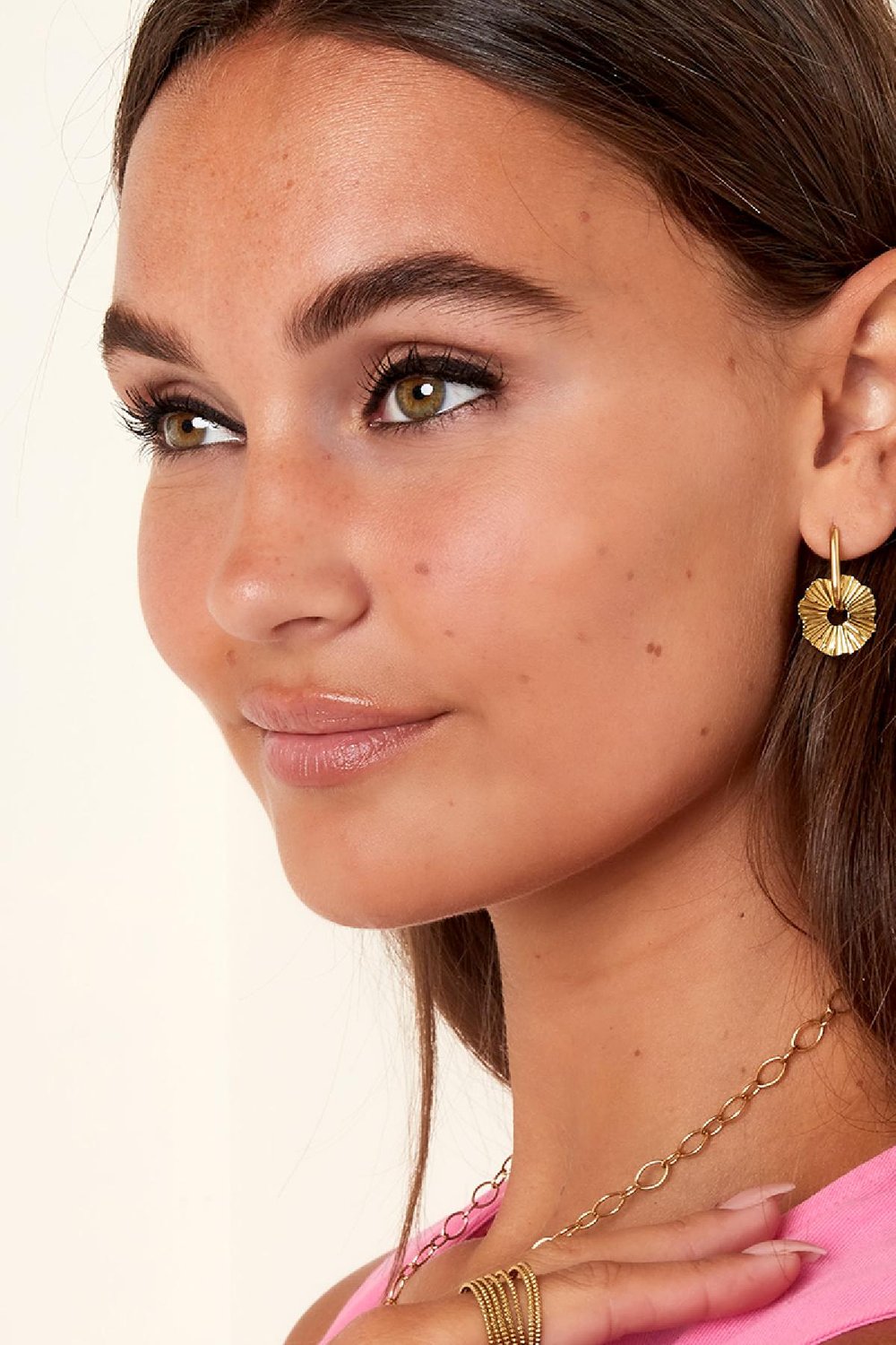 Earrings abstract flower Gold Color Stainless Steel h5Picture3